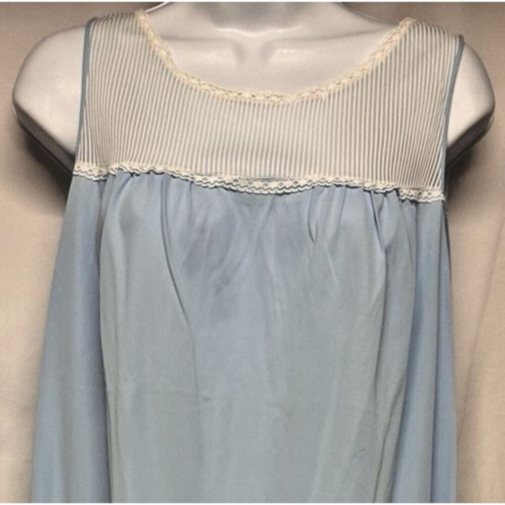 VTG 60's Sears 2 Pc Blue Maxi Peignoir Set Women's Size 36 Medium Nylon Modest - Picture 2 of 12